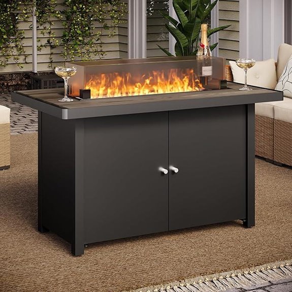 LAUSAINT HOME Propane Fire Pit Table with Wind Guard