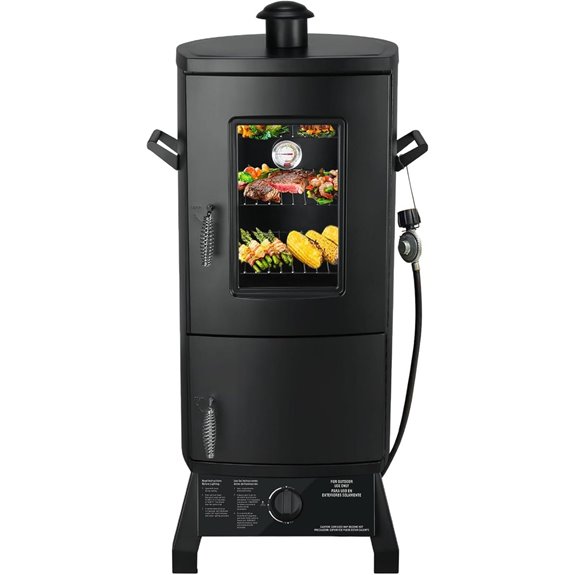 Propane Vertical Smoker with Shelves Thermometer Cover