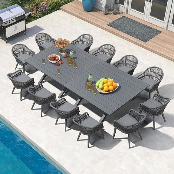 Purple Leaf 13-Piece Modern Outdoor Dining Set