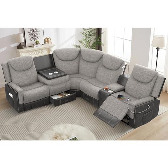 Home Theater Recliner Sectional Sofa with Storage