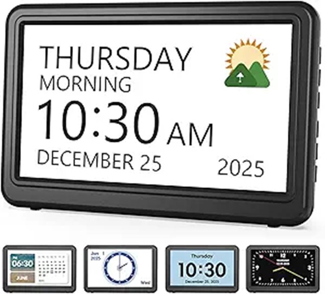 Large Digital Calendar Clock with Alarms for Seniors