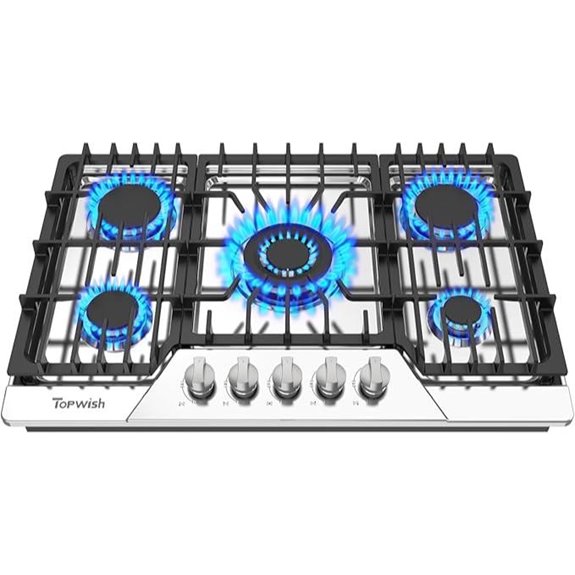 30 Inch Gas Cooktop with 5 Burners and Stainless Steel