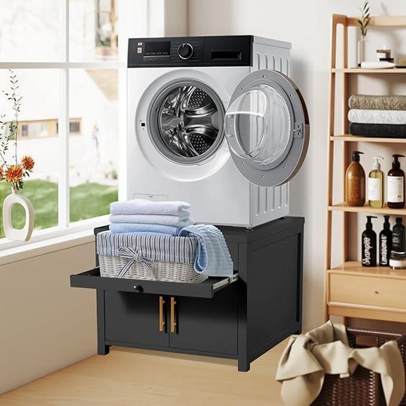 Heavy Duty Laundry Pedestal with Storage and Shelf