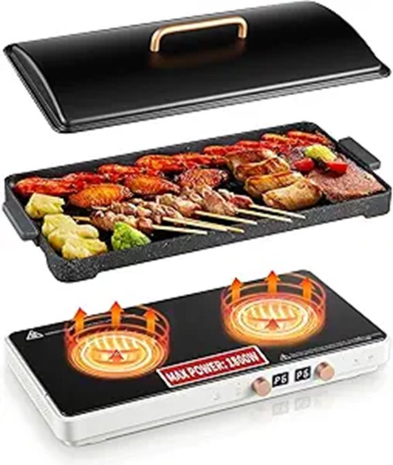 Induction Cooktop 2 Burners with Non-stick Griddle