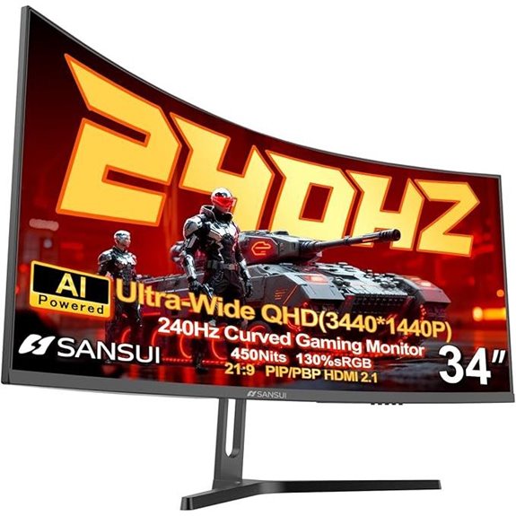 SANSUI 34 Ultrawide Curved Gaming Monitor (3440×1440)