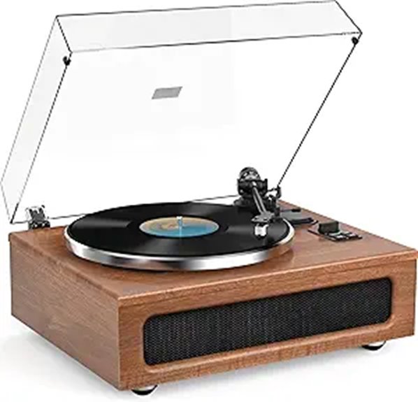Vintage All-in-One Turntable with Built-in Speakers