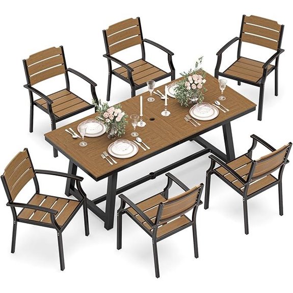 Patio 7-Piece Weatherproof Dining Set with Umbrella Hole