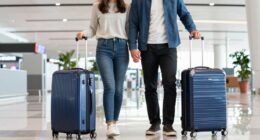 couples matching travel luggage