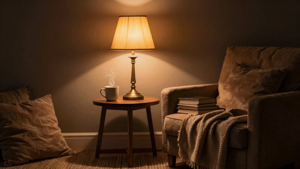 cozy layered reading lighting