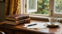 literary inspired cozy workspace