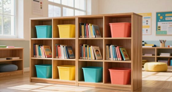 top classroom bookshelf bins