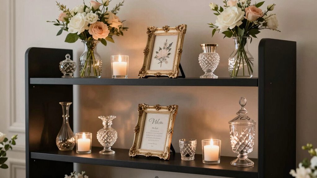wedding decor display shelves